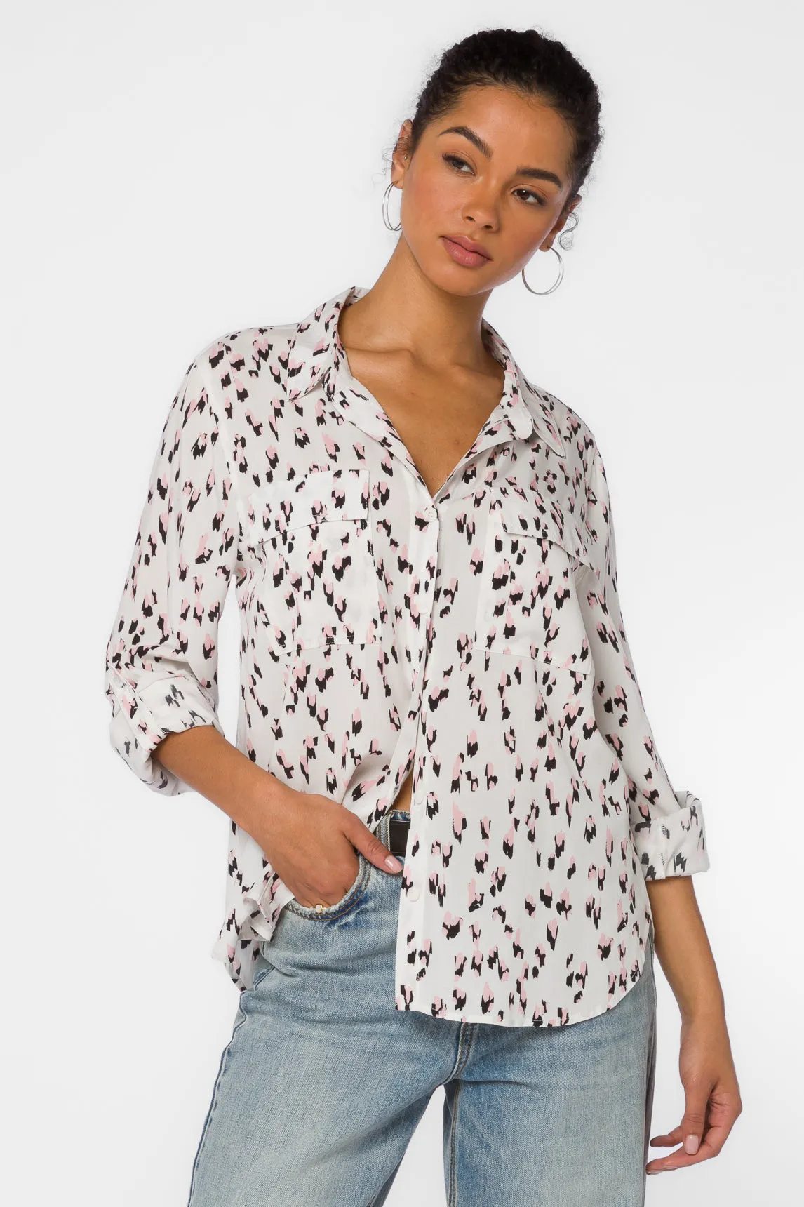 Talma Pink Black Abstract Shirt