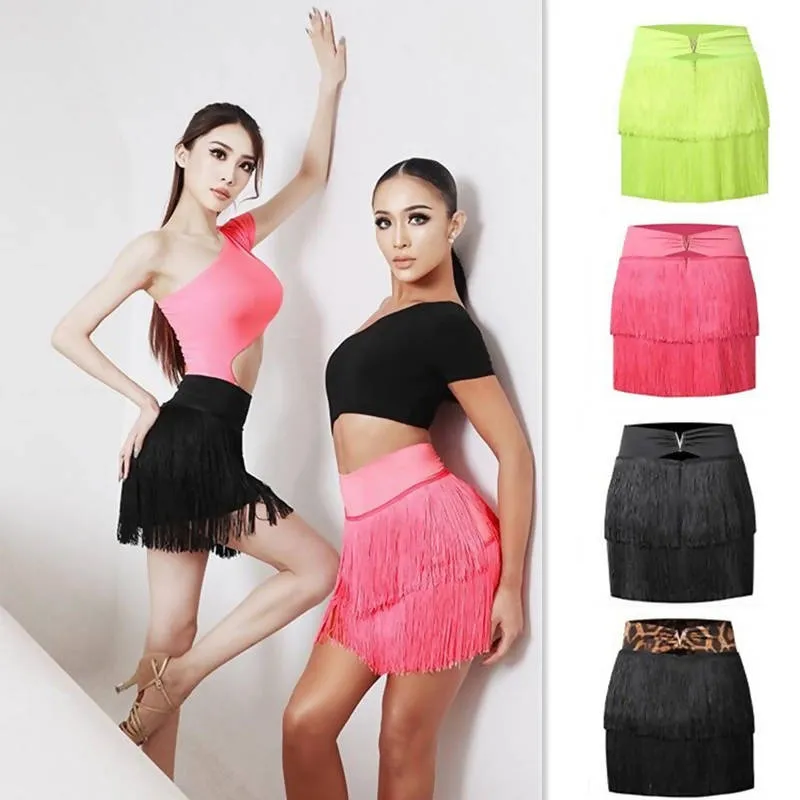 Tassel Appeal Latin Practice Skirt | Pink/Black/Yellow/Leopard | 2137