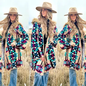 The Aztec Montana Beth Fur Lined Hood Sweater