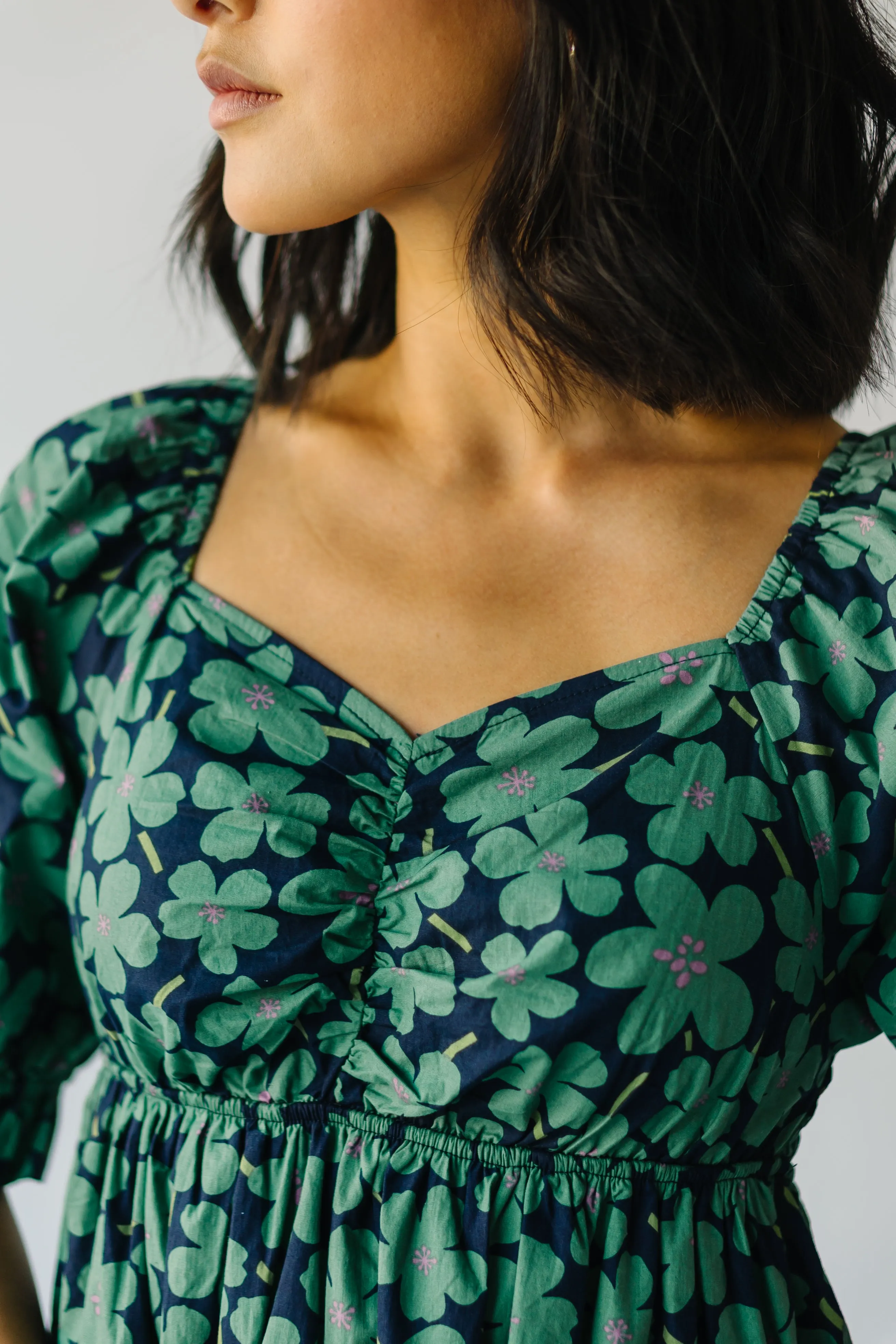 The Rathdrum Floral Baby Doll Dress in Dark Green