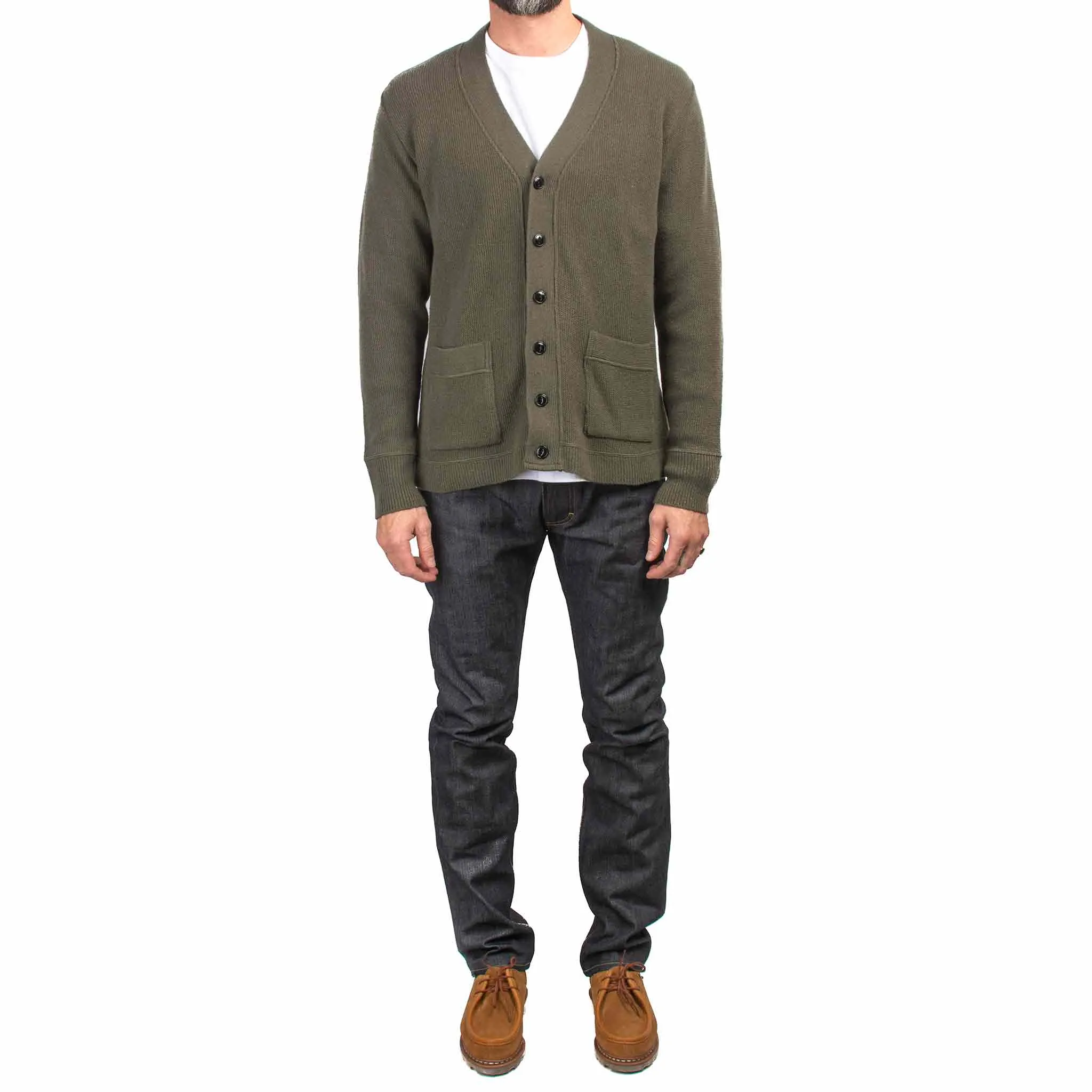 The Real McCoy's MC21115 Wool Cashmere Cardigan Olive