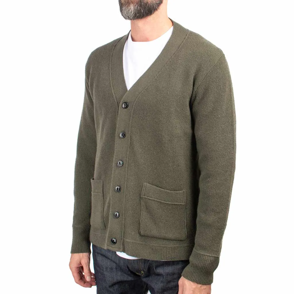 The Real McCoy's MC21115 Wool Cashmere Cardigan Olive