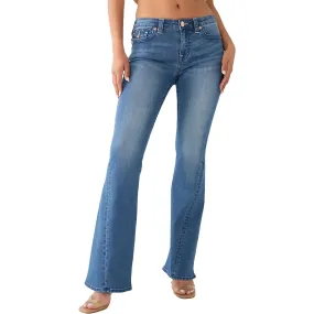 True Religion Womens Joey Mid-Rise Medium Wash Flare Jeans