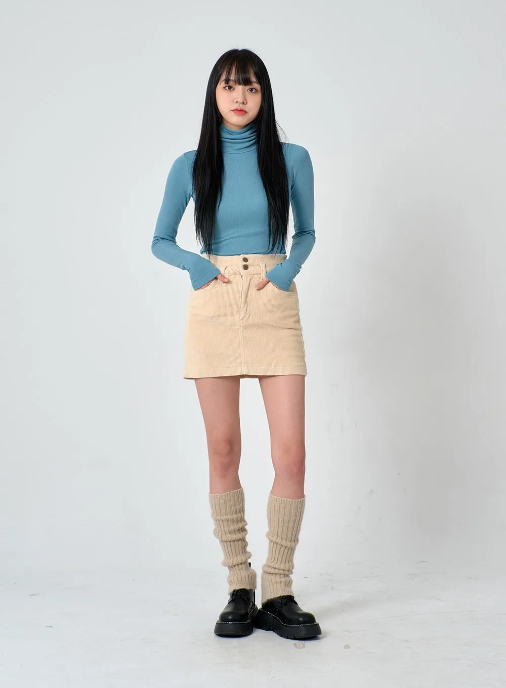 Two Button Corduroy Mini Skirt ON29