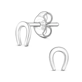 U Shaped Horseshoe Earrings Stud Sterling Silver