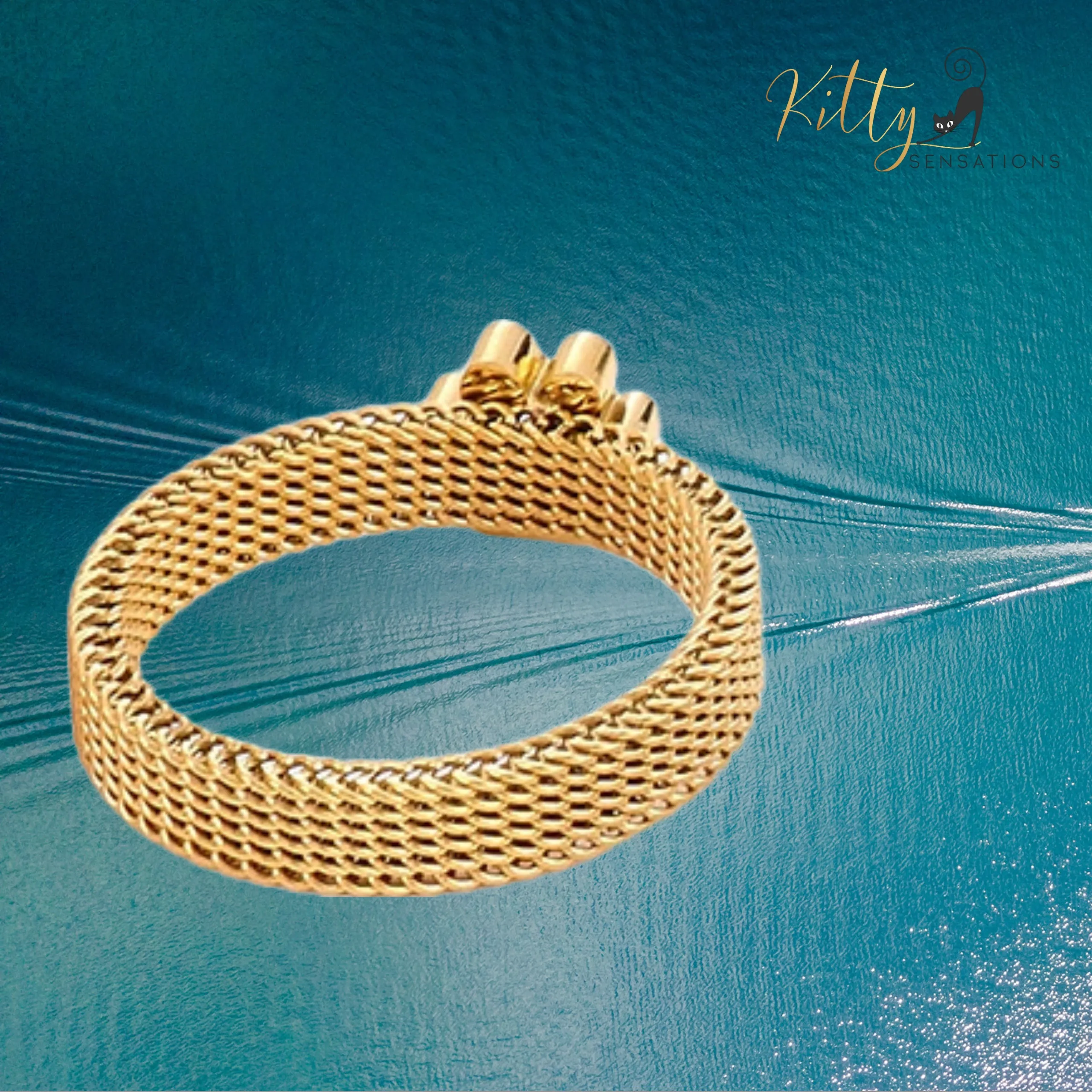 Very Stylish, Mesh Band Cat Paw Ring (Gold, Silver, or Rose Gold)