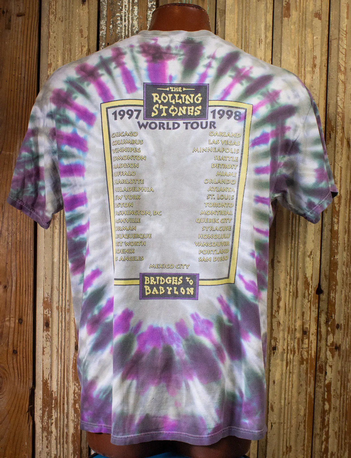 Vintage Rolling Stones Bridges To Babylon Concert T Shirt 1997-98 Tie Dye 2XL