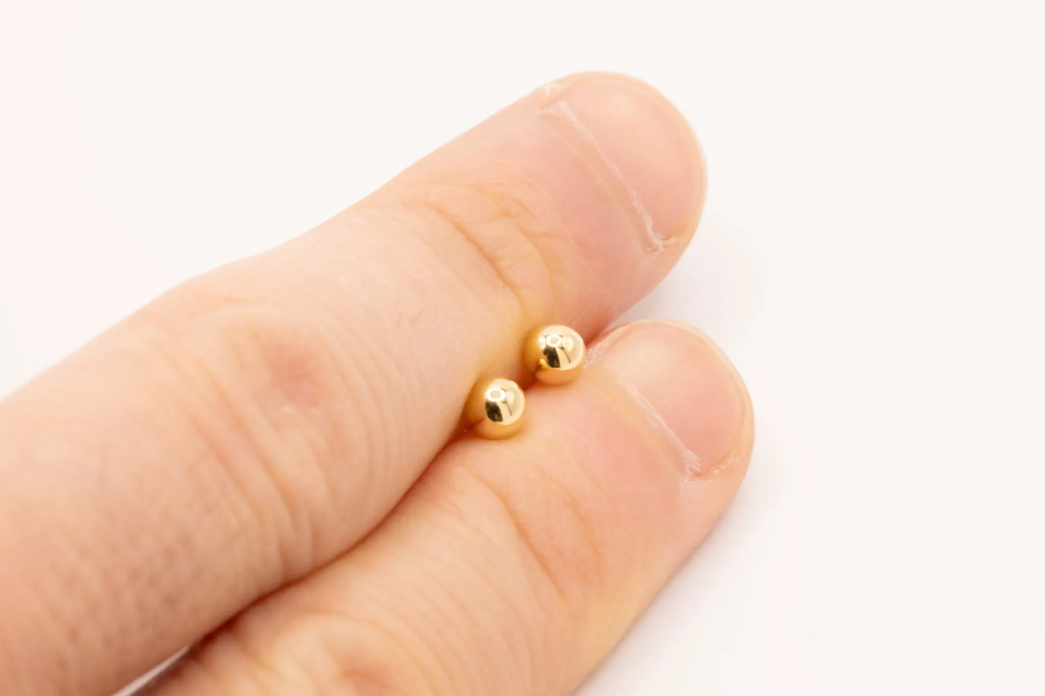 Wholesale Ball Stud Earrings 14K Yellow Gold 4mm