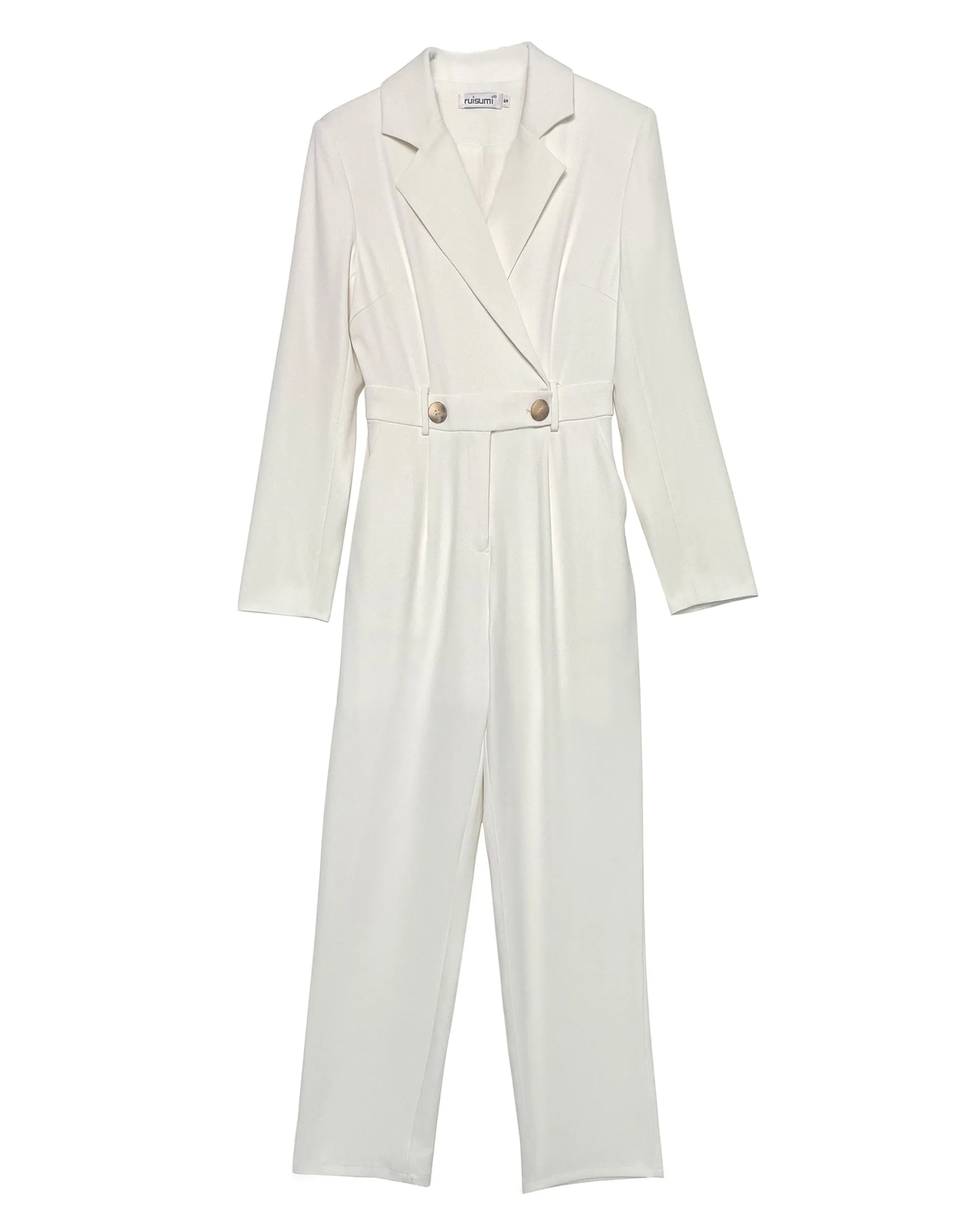 Women White Jumpsuit,straight cropped trousers jumpsuit,formal jumpsuit,Long Sleeve Blazer Pants Sets,Office Lady Suits,Wedding-Guest wear