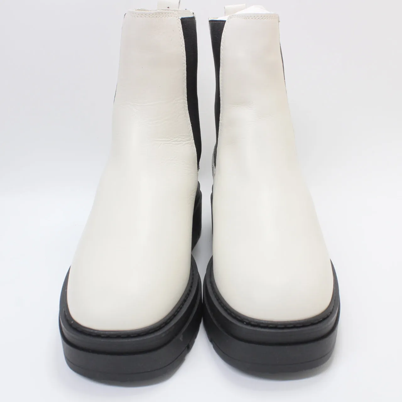 Womens Office Ace Cleat Sole Chelsea Boots White Leather