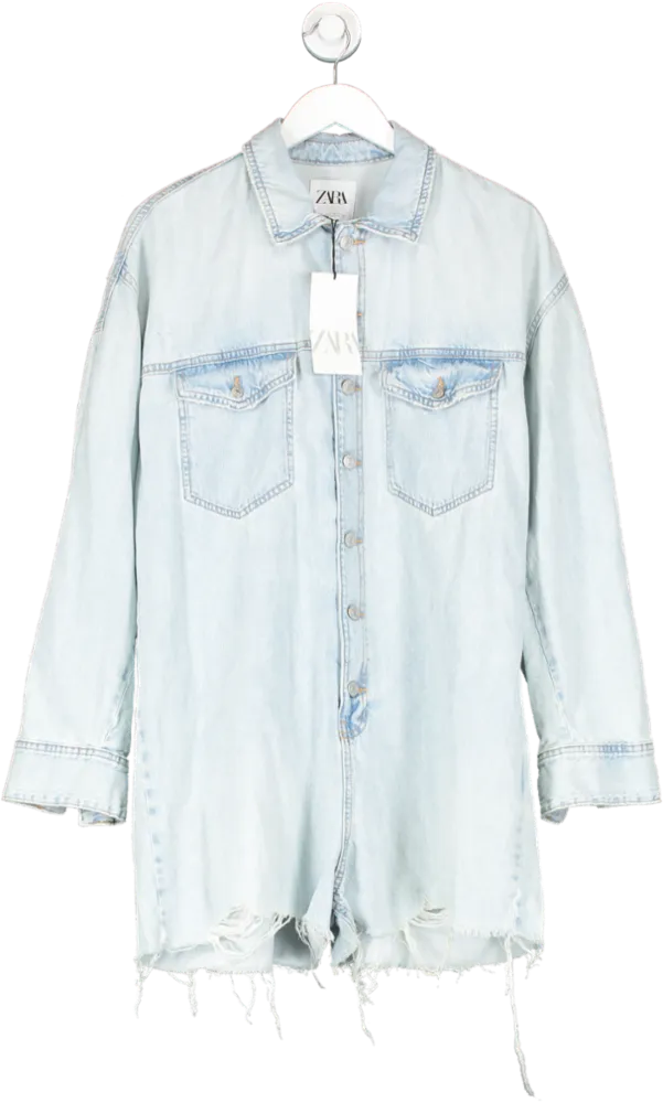 ZARA Blue Denim Shirt Dress UK M