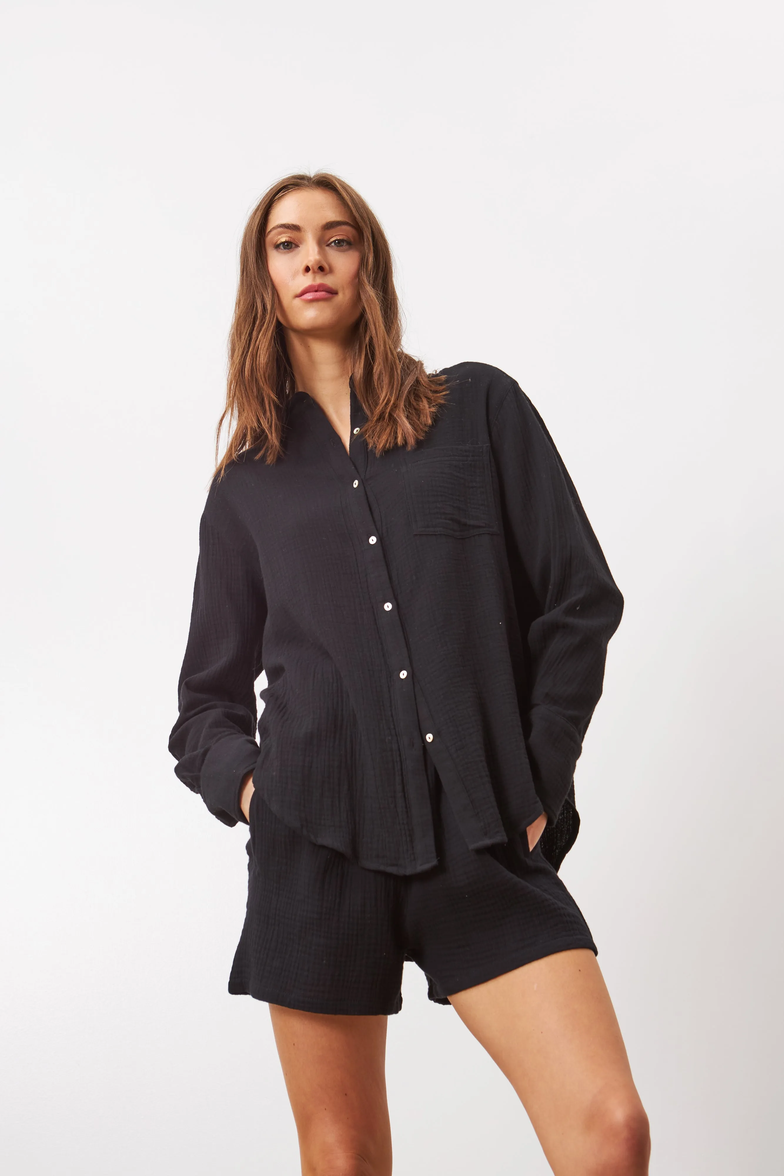 ZOSIA BUTTON-UP SHIRT (CAVIAR) - LINE