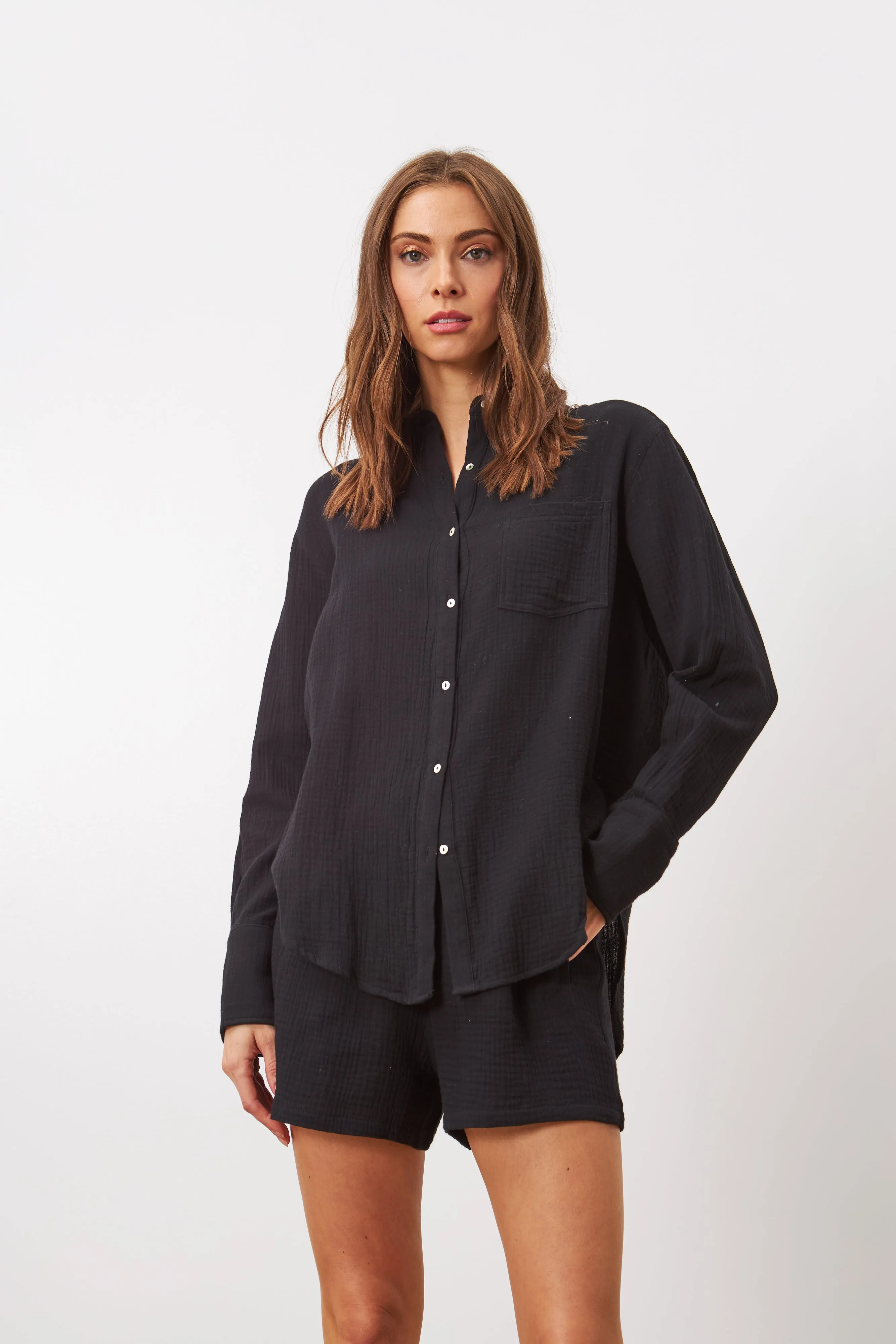 ZOSIA BUTTON-UP SHIRT (CAVIAR) - LINE